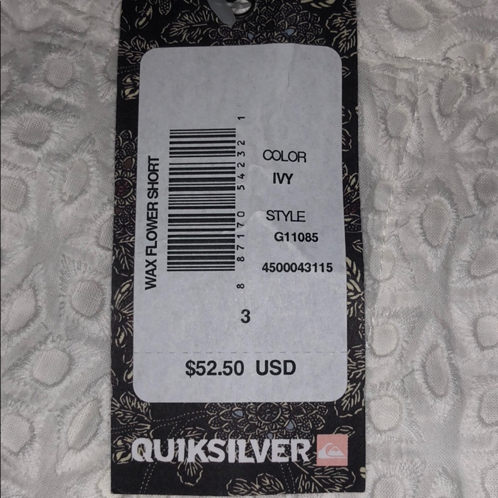 🆕Quiksilver Wax Flower Juniors Short Ivory Coast - Picture 7 of 9